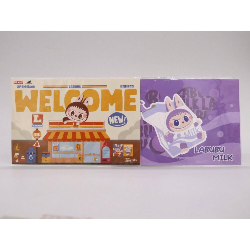 Set of 2 The Monsters Wacky Mart Postcard Beijing Exclusive Labubu Mini Mart